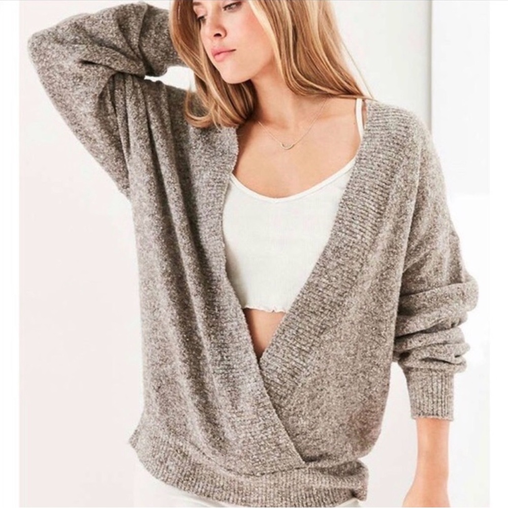 silence + noise Heather Gray V-Neck Wrap Sweater